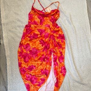 SHEINBae Vibrant Floral BodyCon Dress